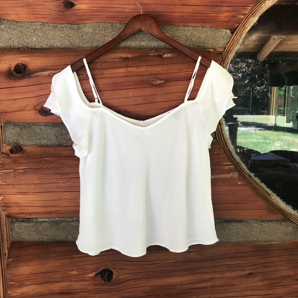 Cold shoulder white shirt